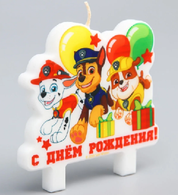 Свеча в торт "С Днем Рождения", Щенячий патруль, PAW Patrol