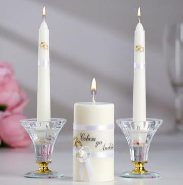 Набор свечей "Совет да любовь" белый