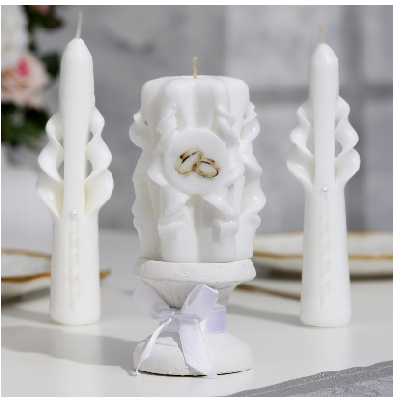 Набор свечей резных "Свадебный", белый
